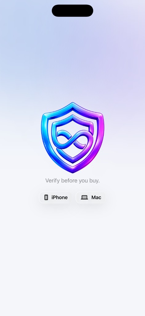 DeviceVera opening screen. Verify before you buy.